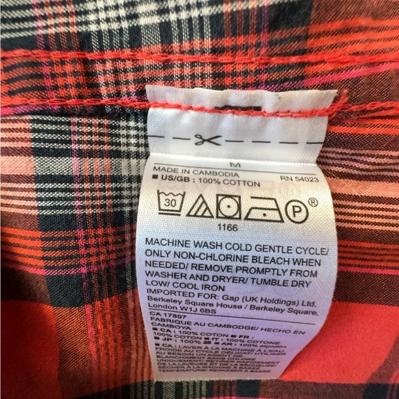 GAP NWOT BOYFRIEND FIT BUTTON DOWN PLAID COTTON SHIRT | SIZE: MEDIUM - Picture 9 of 9